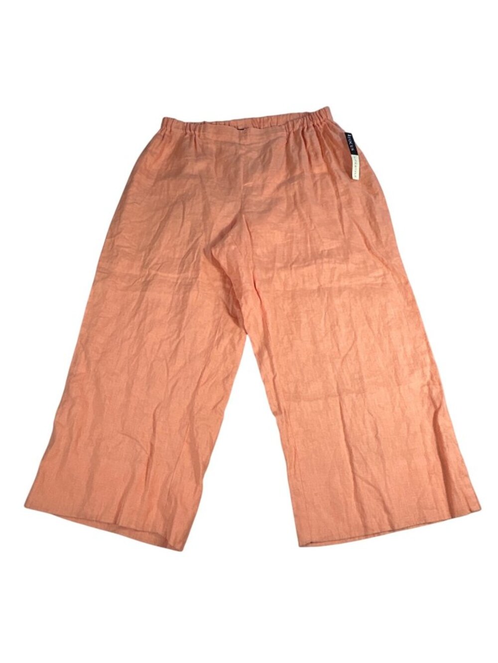 NEW 100% Linen Cropped Pants Peach Women's 2X Focus Lifestyle Flowy Boho NWT